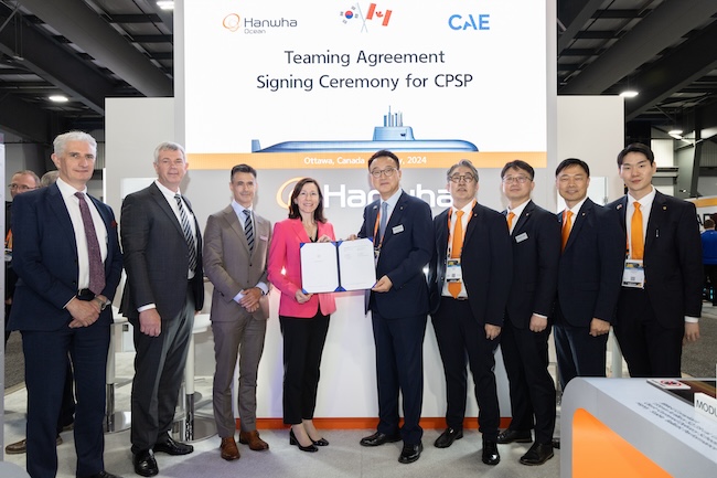 Hanwha Ocean Partners with 3 Canadian Tech Firms for Submarine Cooperation